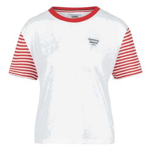 Футболка женская Tommy Jeans DW0DW08007 XNL deep crimson / white белая L INT в Орби